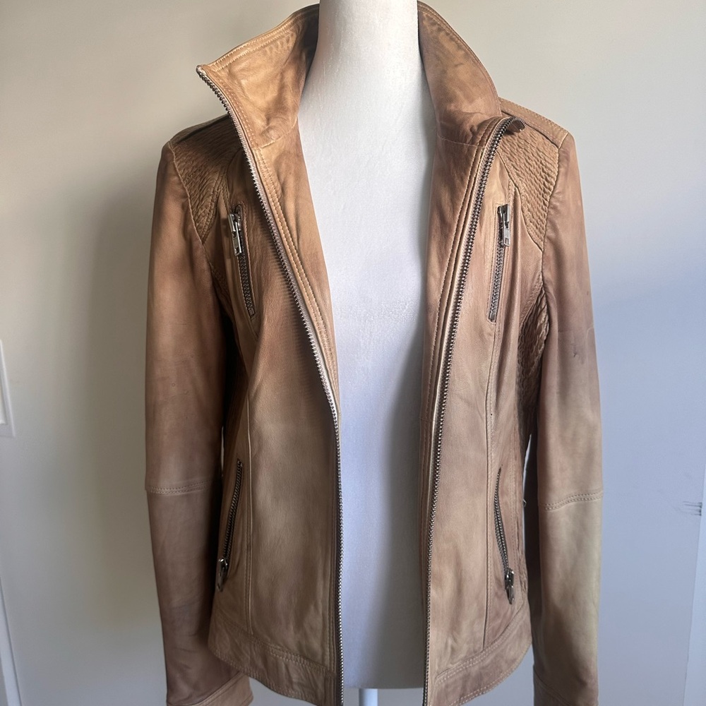 Women's Tan Lambskin Leather Jacket